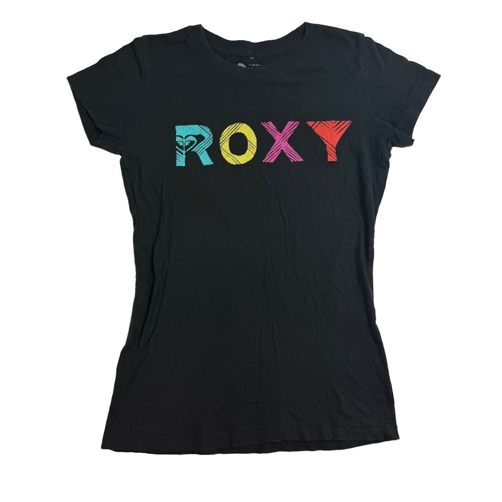 Black Roxy Logo Baby Tee Size XS Women's / Juniors